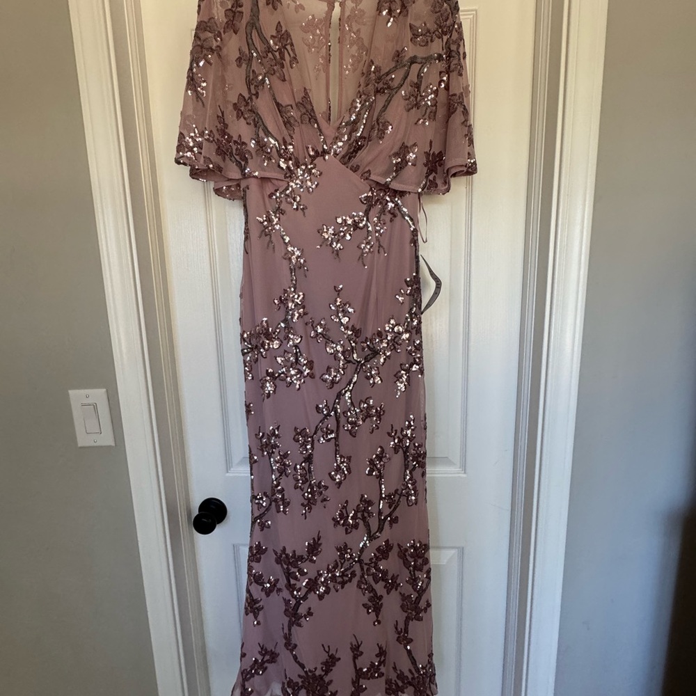 R&M Richards Mauve Floral Maxi Dress